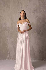 Off the Shoulder Strapless Sleeveless Long Formal Dress With Ruffles