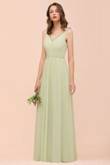Backless Sage Bridesmaid Dress Floor Length Spring /Summer Maid of honor Dress
