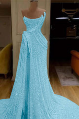 Sequin Strapless Sleeveless Long Mermaid Formal Dress With Split