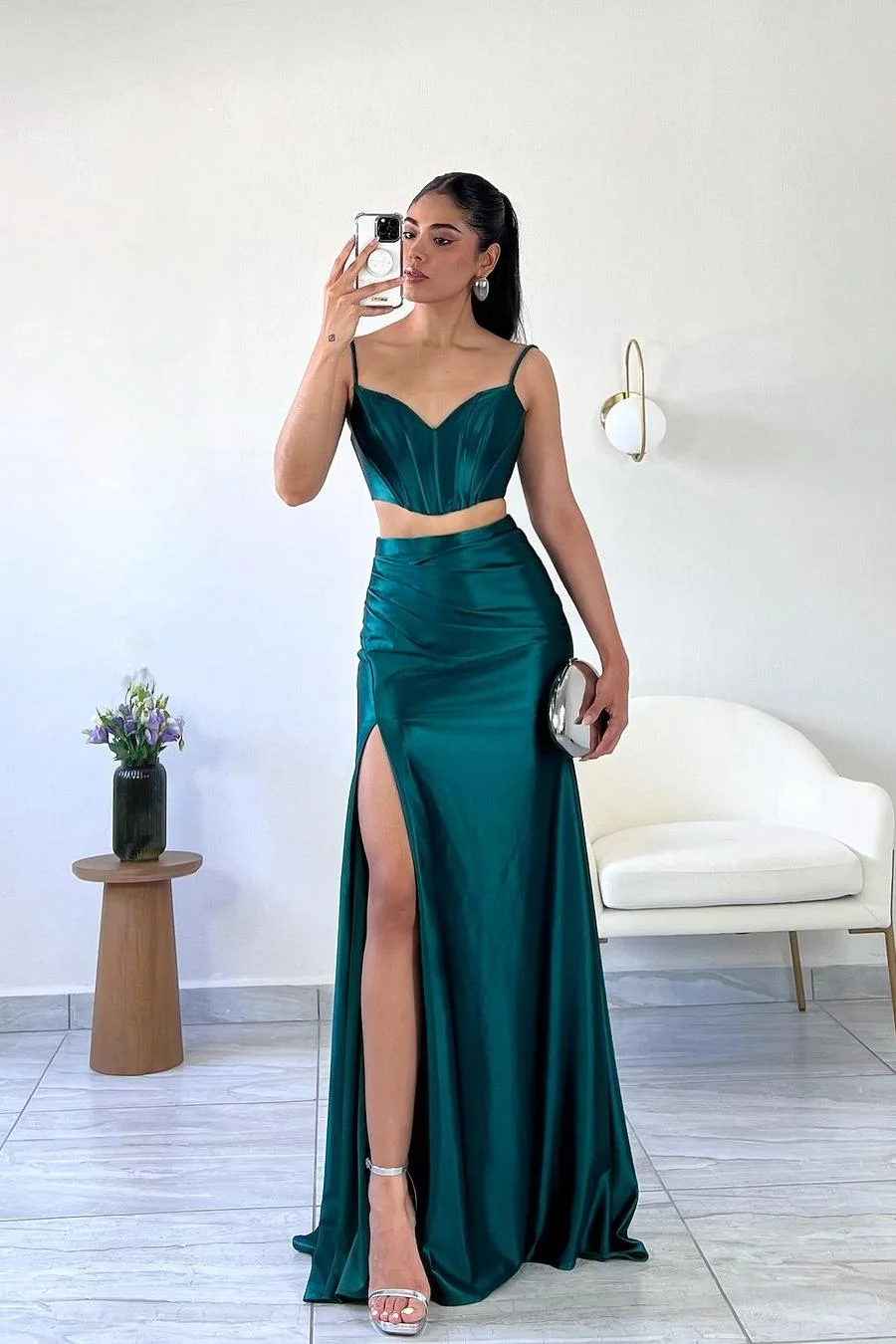 Spaghetti Strap Sleeveless Mermaid Long Formal Dress With Split