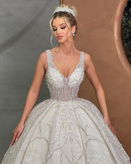 Beautiful Ball Gown Spaghetti Strap Wedding Dress With Beading