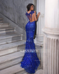 Beautiful Floor Length Sweetheart Sleeveless Spaghetti Straps Mermaid Sequined Prom Dress with Fur