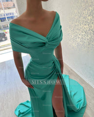 Beautiful Long A-line Off-the-shoulder Prom Dress With Slit
