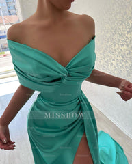 Beautiful Long A-line Off-the-shoulder Prom Dress With Slit