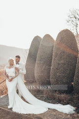 Beautiful Long Glitter Off-the-shoulder Sequined Mermaid Wedding Dress