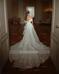 Beautiful Long Mermaid Off-the-shoulder Sequined Sleeveless Weddding Dress