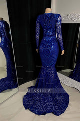 Beautiful Long Mermaid V-neck Prom Dress With Long Sleeves