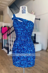 Beautiful One Shoulder Sequined Sleeveless Short Homecoming Dresses