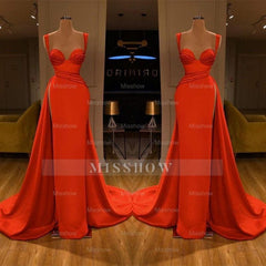Beautiful Red Starps Sweetheart Long Prom Dress With Split
