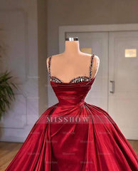 Beautiful Spaghetti Strap Sleeveless Prom Dress With Train