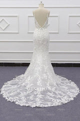 Best Spaghetti Strap Appliques Mermaid Wedding Dress