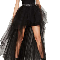 Black Women Tulle Skirt Casual Ballet Princess Skirt Long