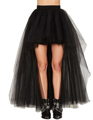 Black Women Tulle Skirt Casual Ballet Princess Skirt Long