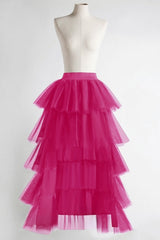 Black Women Tulle Skirt Casual Ballet Princess Skirt Long Maxi Tutu Skirt