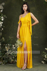 Bridesmaid Dresses Side Split Long Chiffon
