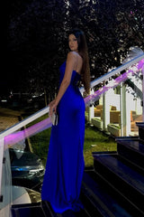 Spaghetti Strap Sleeveless Long Mermaid Formal Dress With Split Beading