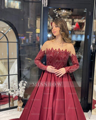 Charming Floor Length Strapless Long Sleeves A-Line Satin Wedding Dress with Ruffles