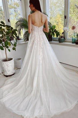 Charming Garden Spaghetti Straps A-Line Lace Wedding Dress