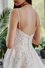 Charming Garden Spaghetti Straps A-Line Lace Wedding Dress