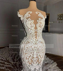 Charming Jewel Garden Sleeveless Mermaid Tulle Wedding Dress with Appliques