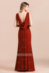 Charming Mermaid V-Neck Drapped Back Bridesmaid Dresses