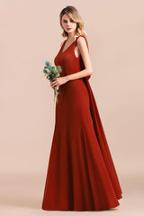 Charming Mermaid V-Neck Drapped Back Bridesmaid Dresses