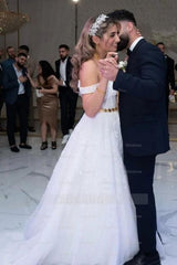 Charming Straps Off the Shoulder Floor Length A-Line Wedding Dress