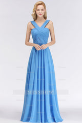 Chic Crisscross Ocean Blue Junior Bridesmaid dresses Affordable Chiffon Ruffle Maid of Honor Dresses