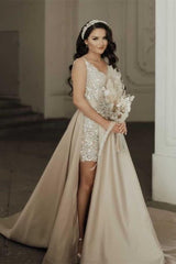 Chic Floor Length Sweetheart Sleeveless A-Line Sequined Prom Dress with Split