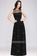 Chic Jewel Open-Back Bridesmaid Dresses with Bow Lace Ruffle Maid of Honor Dresses