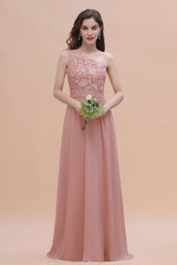 Chic One Shoulder Chiffon Lace Vintage Mauve Bridesmaid Dresses On Sale