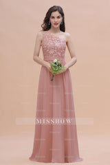 Chic One Shoulder Chiffon Lace Vintage Mauve Bridesmaid Dresses On Sale