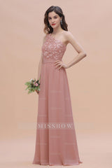 Chic One Shoulder Chiffon Lace Vintage Mauve Bridesmaid Dresses On Sale