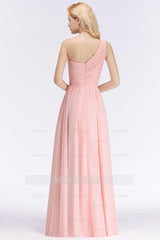 Chic One-shoulder Ruffle Sleeveless Bridesmaid Dresses Affordable