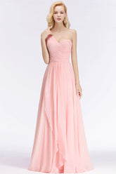 Chic One-shoulder Ruffle Sleeveless Bridesmaid Dresses Affordable