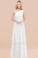 Chic One-shoulder Sleeveless Burgundy Chiffon Bridesmaid dresses