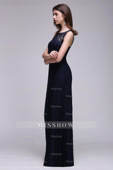 Chic Sleeveless Scoop Lace Bridesmaid Dresses with Keyhole Back