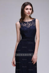 Chic Sleeveless Scoop Lace Bridesmaid Dresses with Keyhole Back