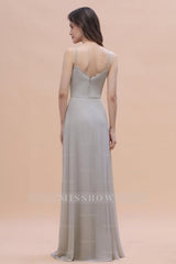 Chic Spaghetti Straps Chiffon Lace A-Line Bridesmaid Dresses On Sale