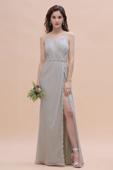 Chic Spaghetti Straps Chiffon Lace A-Line Bridesmaid Dresses On Sale