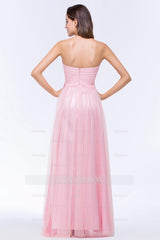 Chic Tulle Ruffle Strapless Sweetheart Floor-Length Bridesmaid dresses