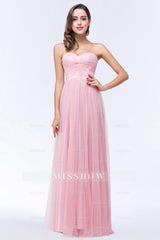 Chic Tulle Ruffle Strapless Sweetheart Floor-Length Bridesmaid dresses