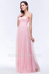 Chic Tulle Ruffle Strapless Sweetheart Floor-Length Bridesmaid dresses