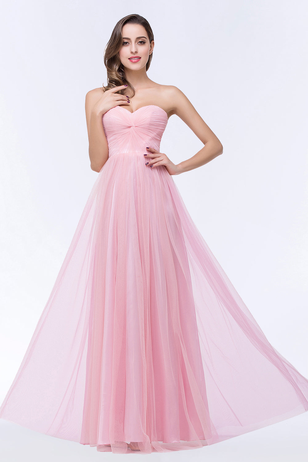 Chic Tulle Ruffle Strapless Sweetheart Floor-Length Bridesmaid dresses