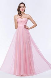Chic Tulle Ruffle Strapless Sweetheart Floor-Length Bridesmaid dresses