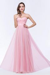 Chic Tulle Ruffle Strapless Sweetheart Floor-Length Bridesmaid dresses