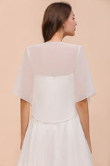 Chiffon Bridesmaid Dress 3/4 Sleeves Mini Knee Length Layers Special Occasion Dress with Wraps