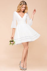 Chiffon Knee Length Simple Daily Casual Dress Beach Bridesmaid Dress