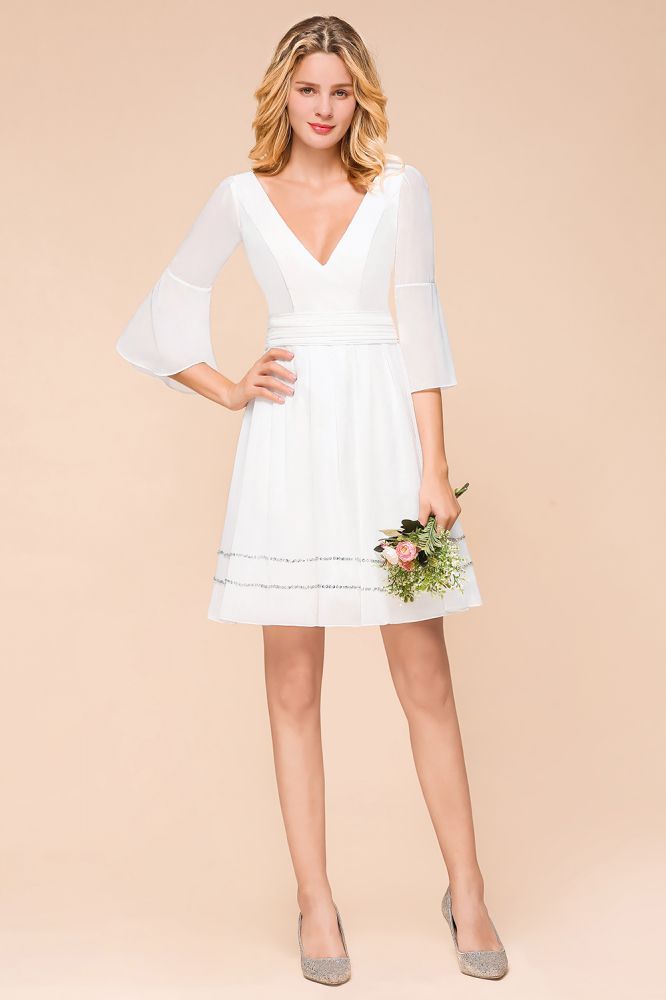 Chiffon Knee Length Simple Daily Casual Dress Beach Bridesmaid Dress