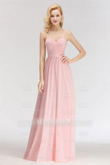 Chiffon Spaghetti-Straps Sleeveless Affordable Bridesmaid Dresses